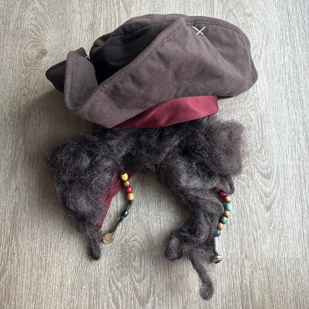VTG 2006 Disney Pirates of the Caribbean Jack Sparrow Costume Hat Wig Dreadlocks